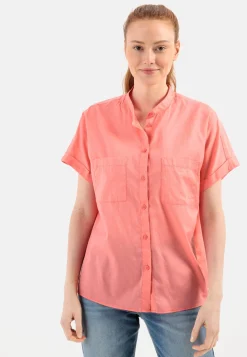 Damen Camel Active Blusen^Baumwollbluse mit Stehkragen