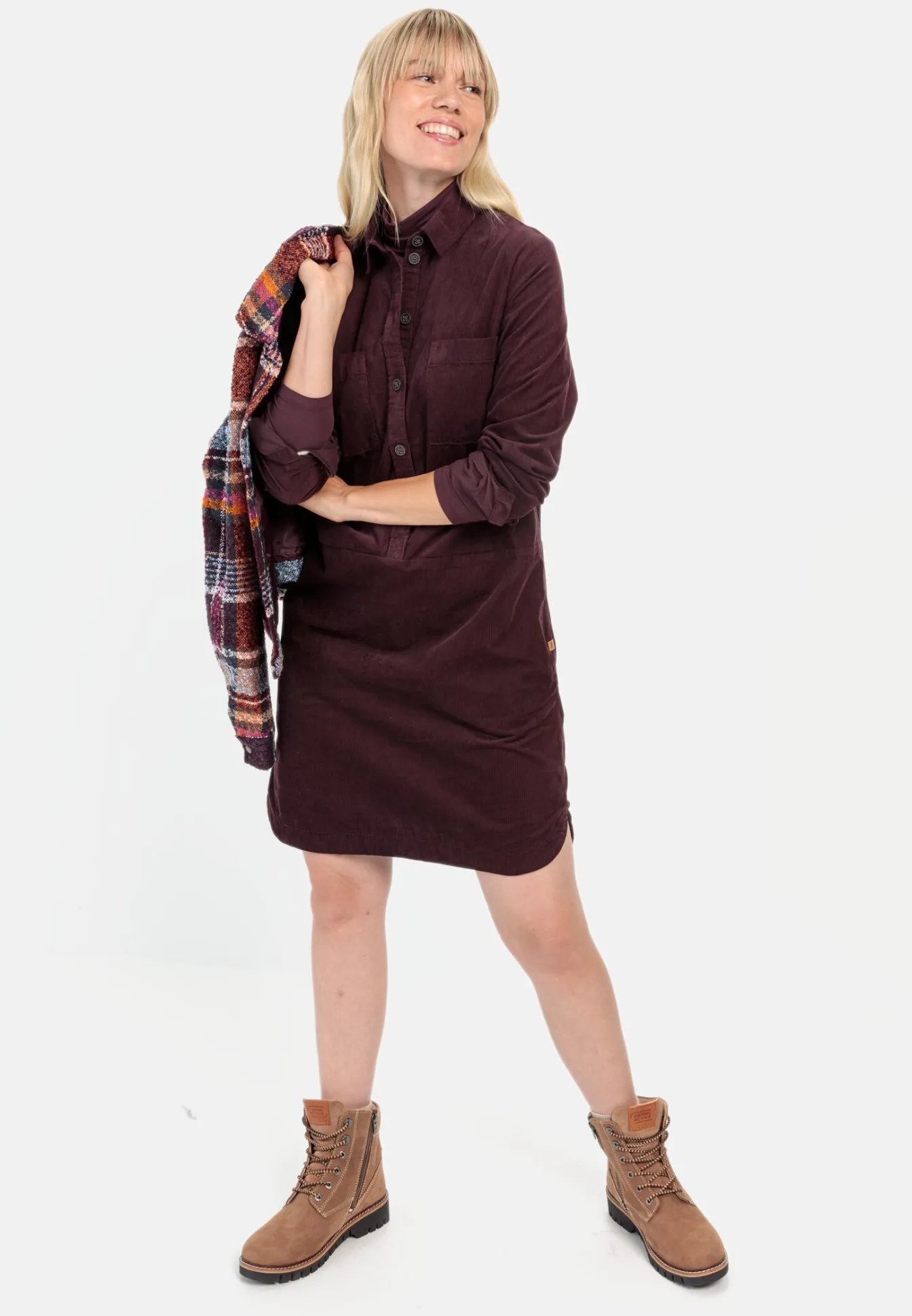 Damen Camel Active Kleider^Cordkleid aus reiner Baumwolle