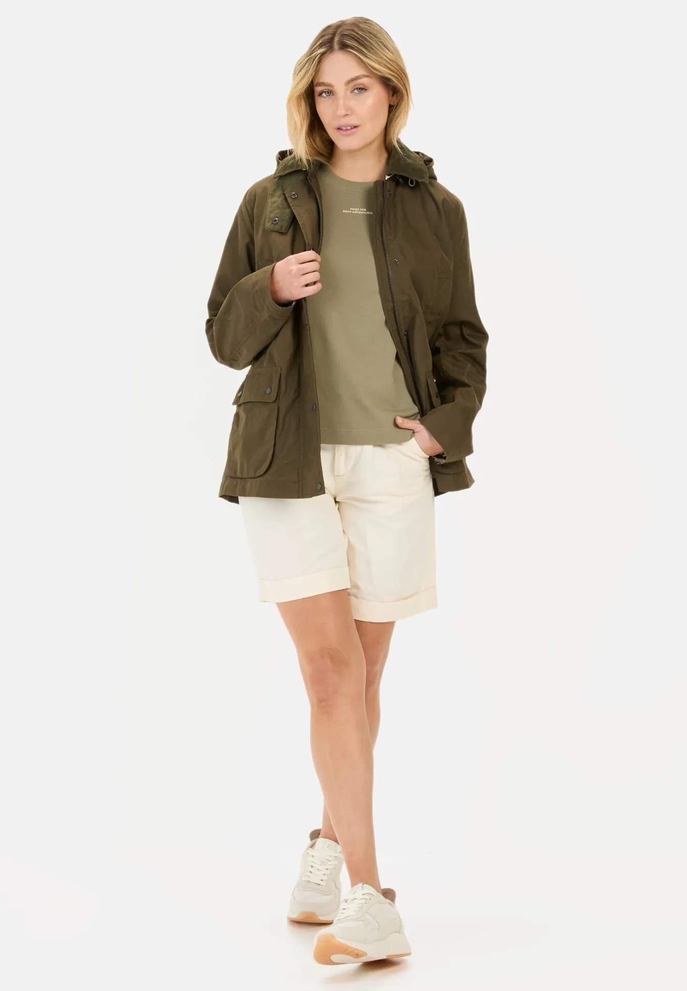 Damen Camel Active Jacken & Westen^Fieldjacket mit Cordkragen