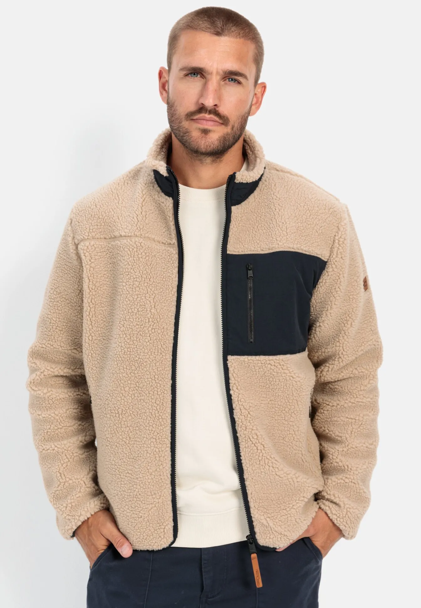 Herren Camel Active Overshirts^Fleece Overshirt mit Stehkragen