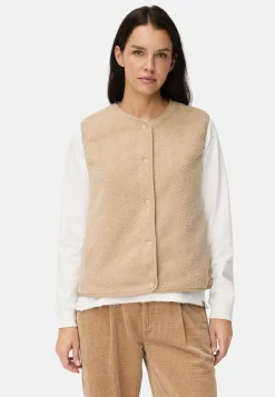 Damen Camel Active Jacken & Westen^Fleece-Weste mit Knopfverschluss