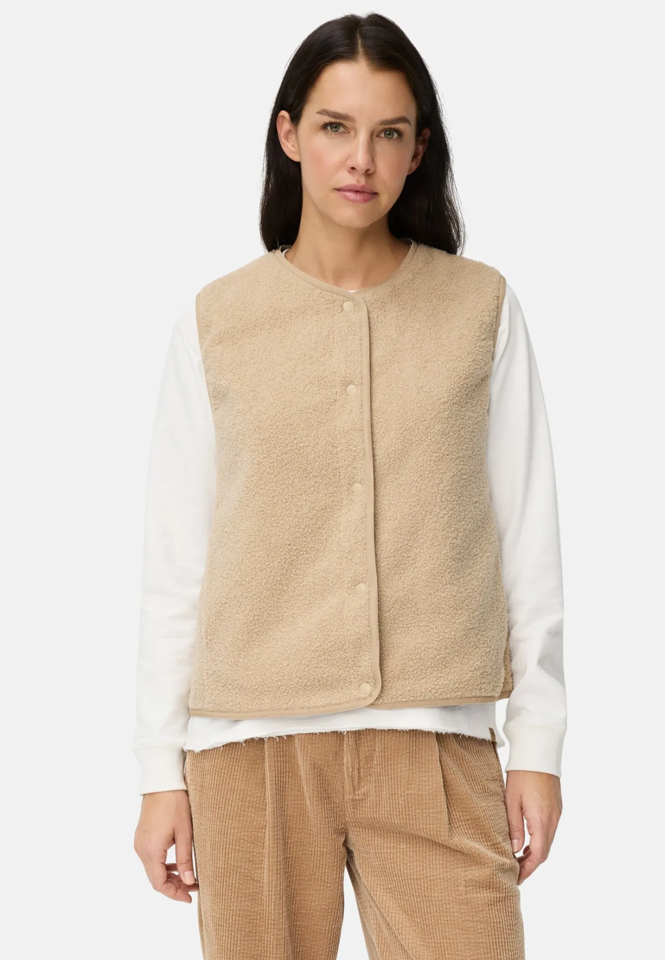 Damen Camel Active Jacken & Westen^Fleece-Weste mit Knopfverschluss