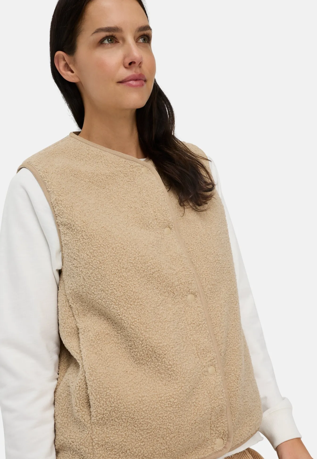 Damen Camel Active Jacken & Westen^Fleece-Weste mit Knopfverschluss