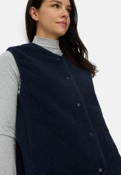 Damen Camel Active Jacken & Westen^Fleece-Weste mit Knopfverschluss