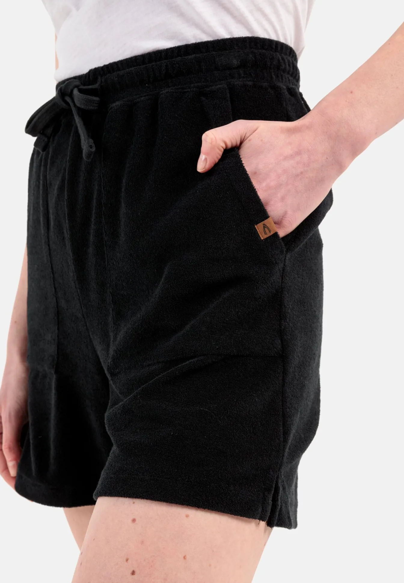 Damen Camel Active Hosen^Frottee Shorts mit Kordelzug