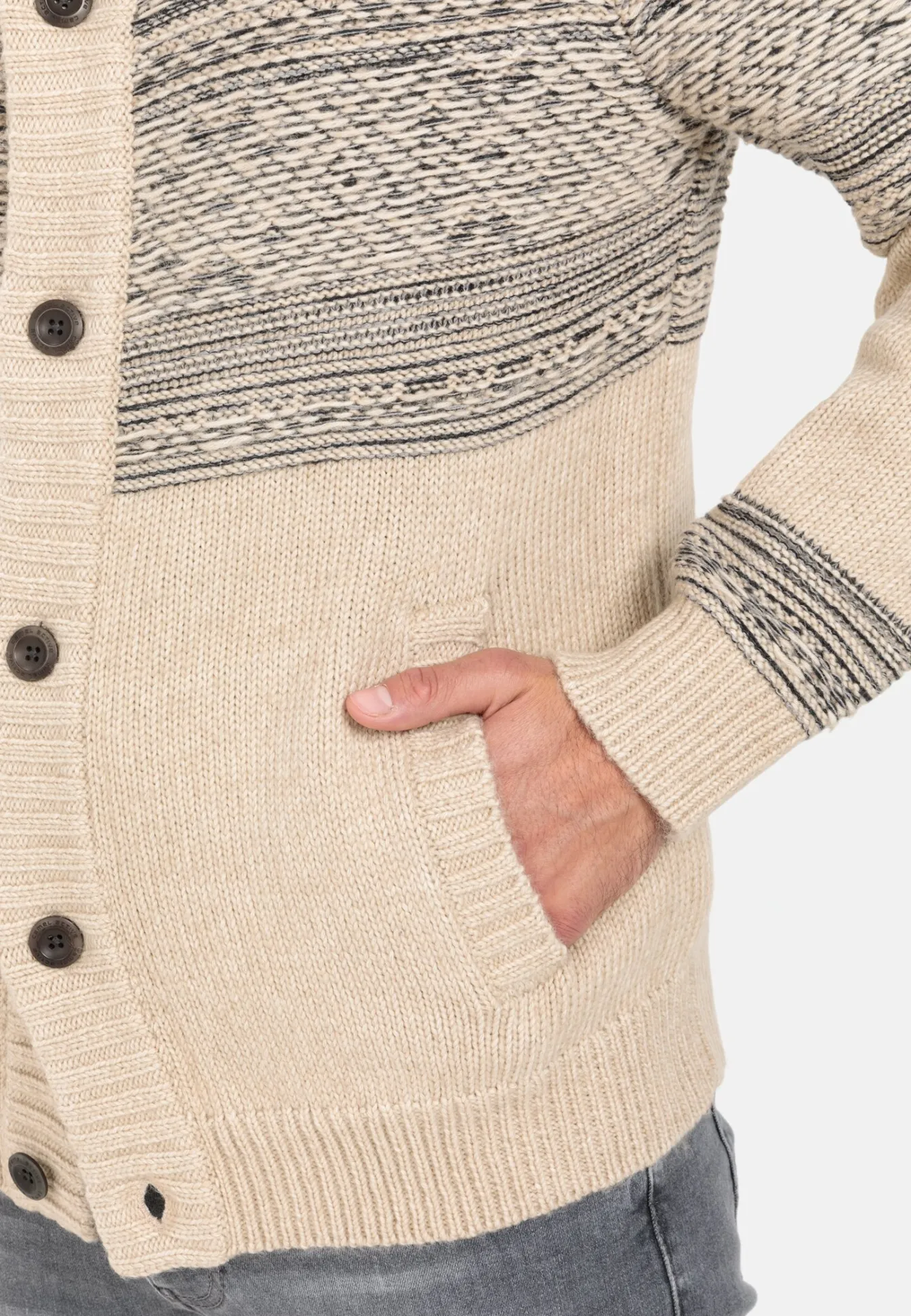 Herren Camel Active Pullover & Cardigan^Geknöpfte Strickjacke mit Stehkragen