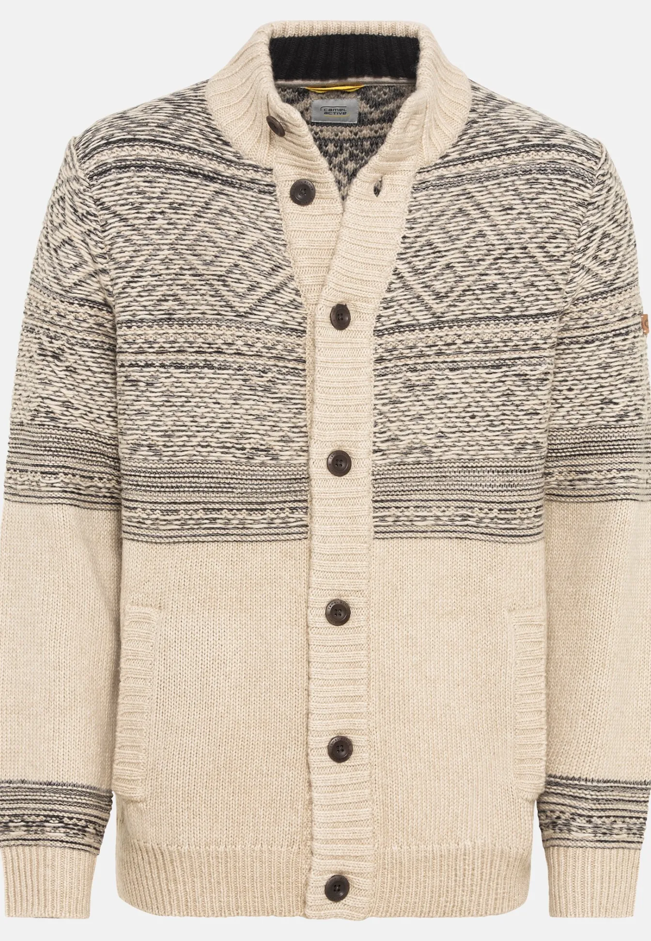 Herren Camel Active Pullover & Cardigan^Geknöpfte Strickjacke mit Stehkragen