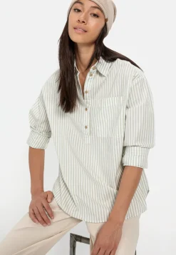 Damen Camel Active Blusen^Gestreifte Bluse aus reiner Baumwolle