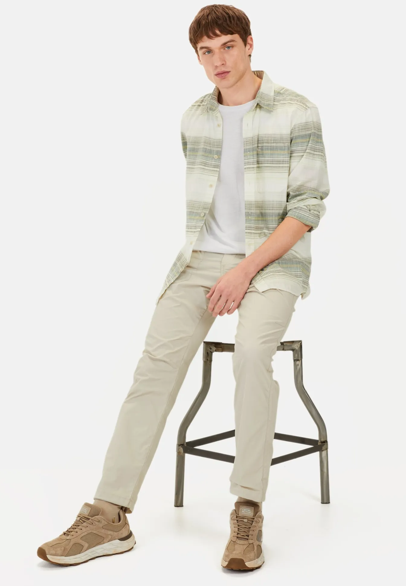Herren Camel Active Hemden^Gestreiftes Hemd aus reiner Baumwolle