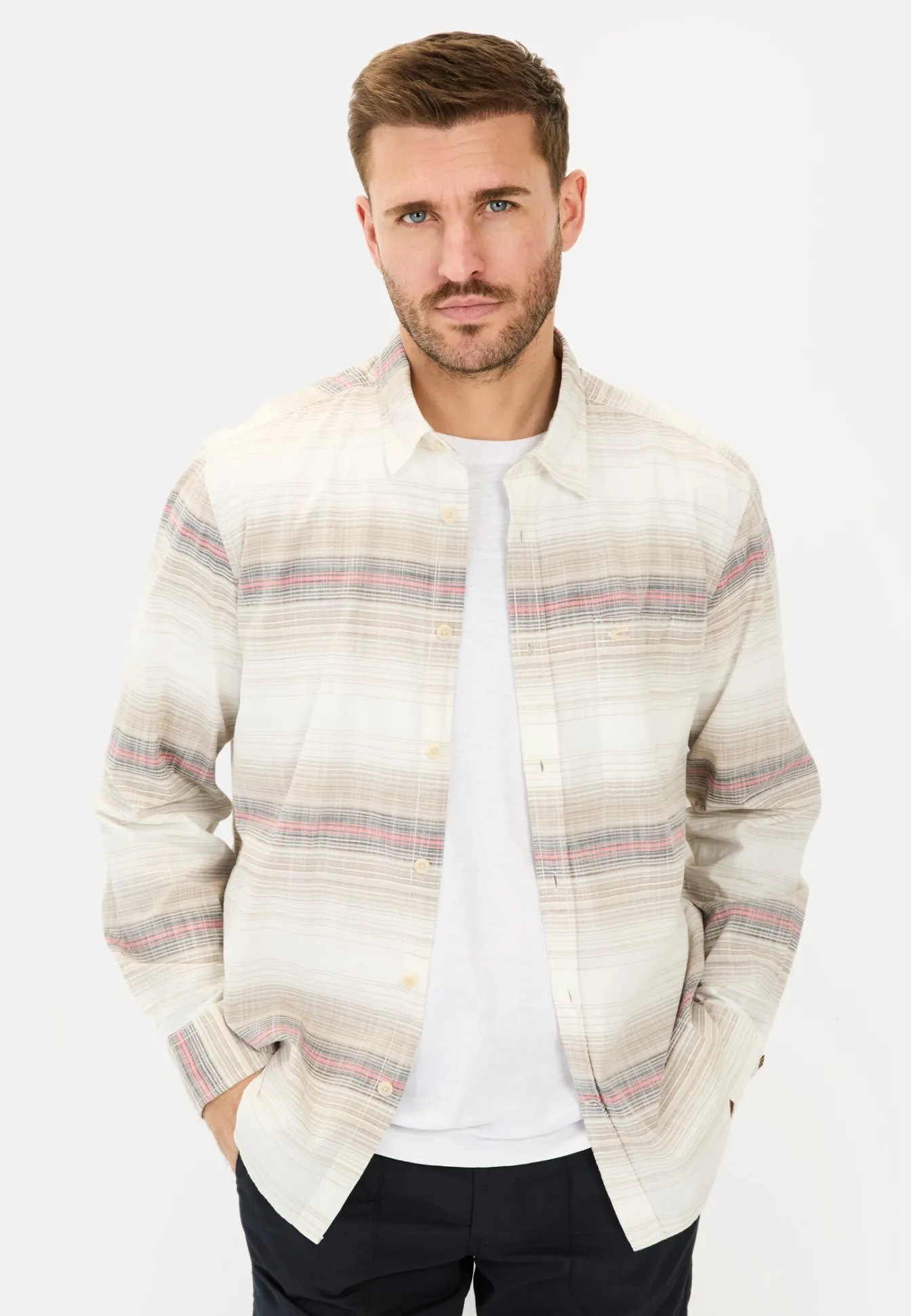 Herren Camel Active Hemden^Gestreiftes Hemd aus reiner Baumwolle