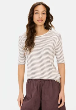 Damen Camel Active T-Shirts & Polos^Gestreiftes Rundhals T-Shirt aus reiner Baumwolle