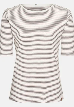 Damen Camel Active T-Shirts & Polos^Gestreiftes Rundhals T-Shirt aus reiner Baumwolle