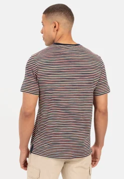 Herren Camel Active T-Shirts & Polos^Gestreiftes Rundhals T-Shirt aus reiner Baumwolle