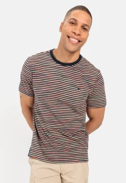 Herren Camel Active T-Shirts & Polos^Gestreiftes Rundhals T-Shirt aus reiner Baumwolle