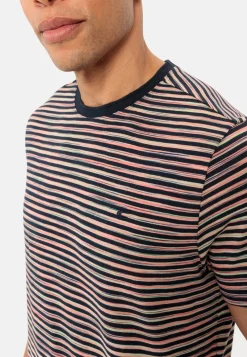 Herren Camel Active T-Shirts & Polos^Gestreiftes Rundhals T-Shirt aus reiner Baumwolle