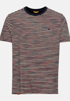 Herren Camel Active T-Shirts & Polos^Gestreiftes Rundhals T-Shirt aus reiner Baumwolle