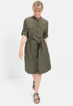Damen Camel Active Kleider^Halbarm Kleid mit Stehkragen