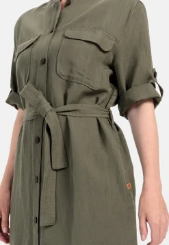 Damen Camel Active Kleider^Halbarm Kleid mit Stehkragen