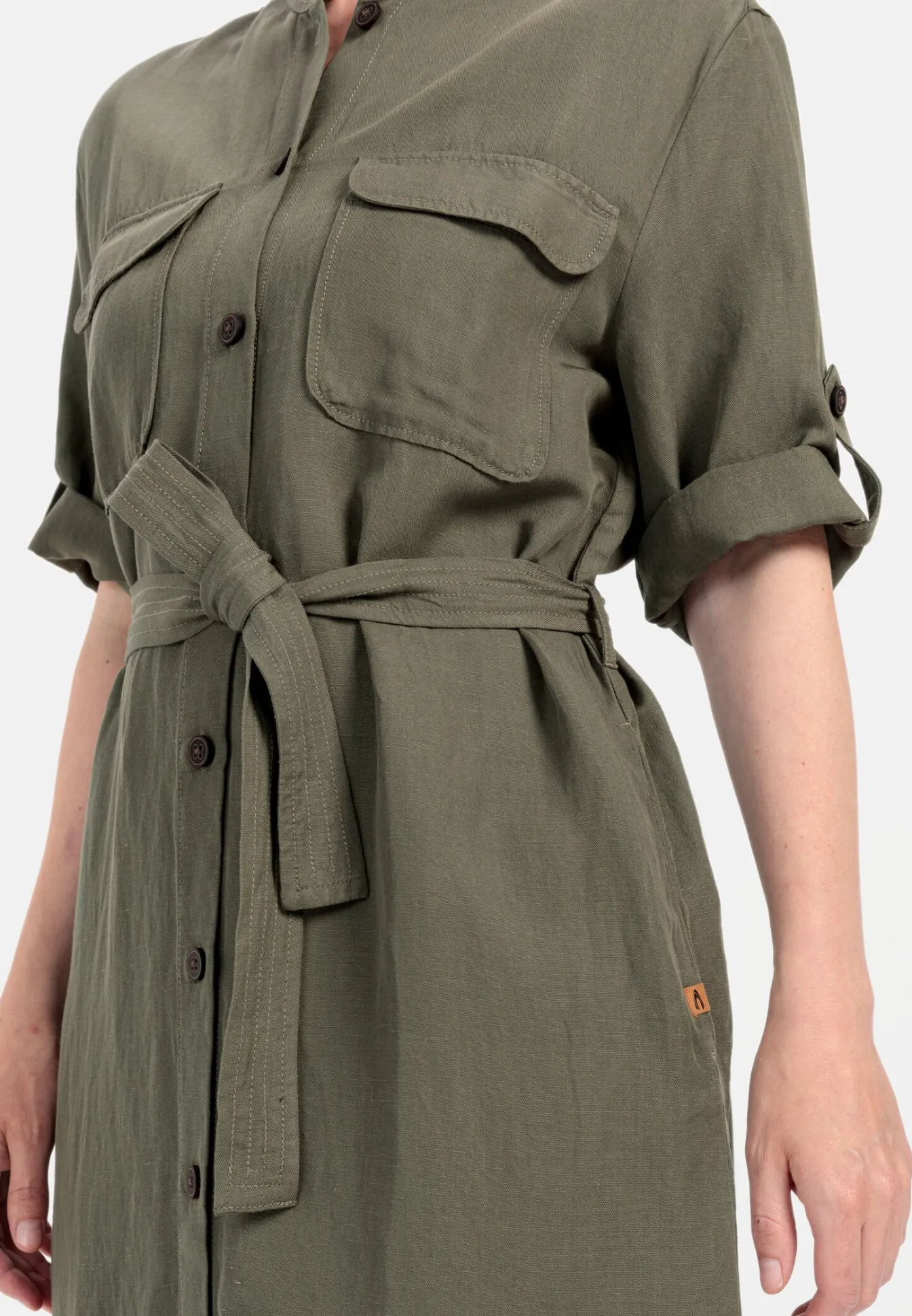 Damen Camel Active Kleider^Halbarm Kleid mit Stehkragen