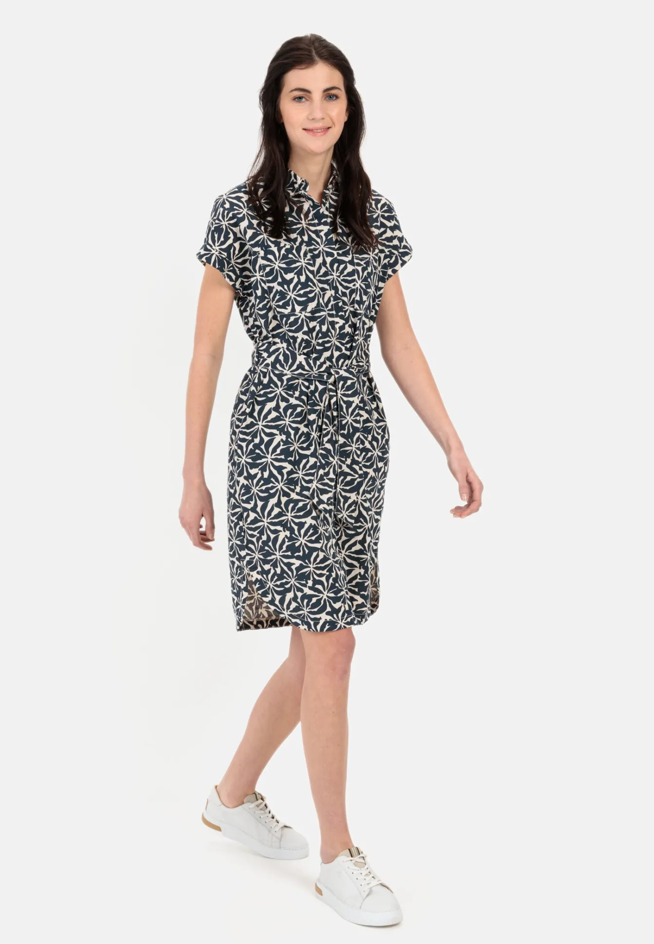 Damen Camel Active Kleider^Hemdblusenkleid im Allover-Print