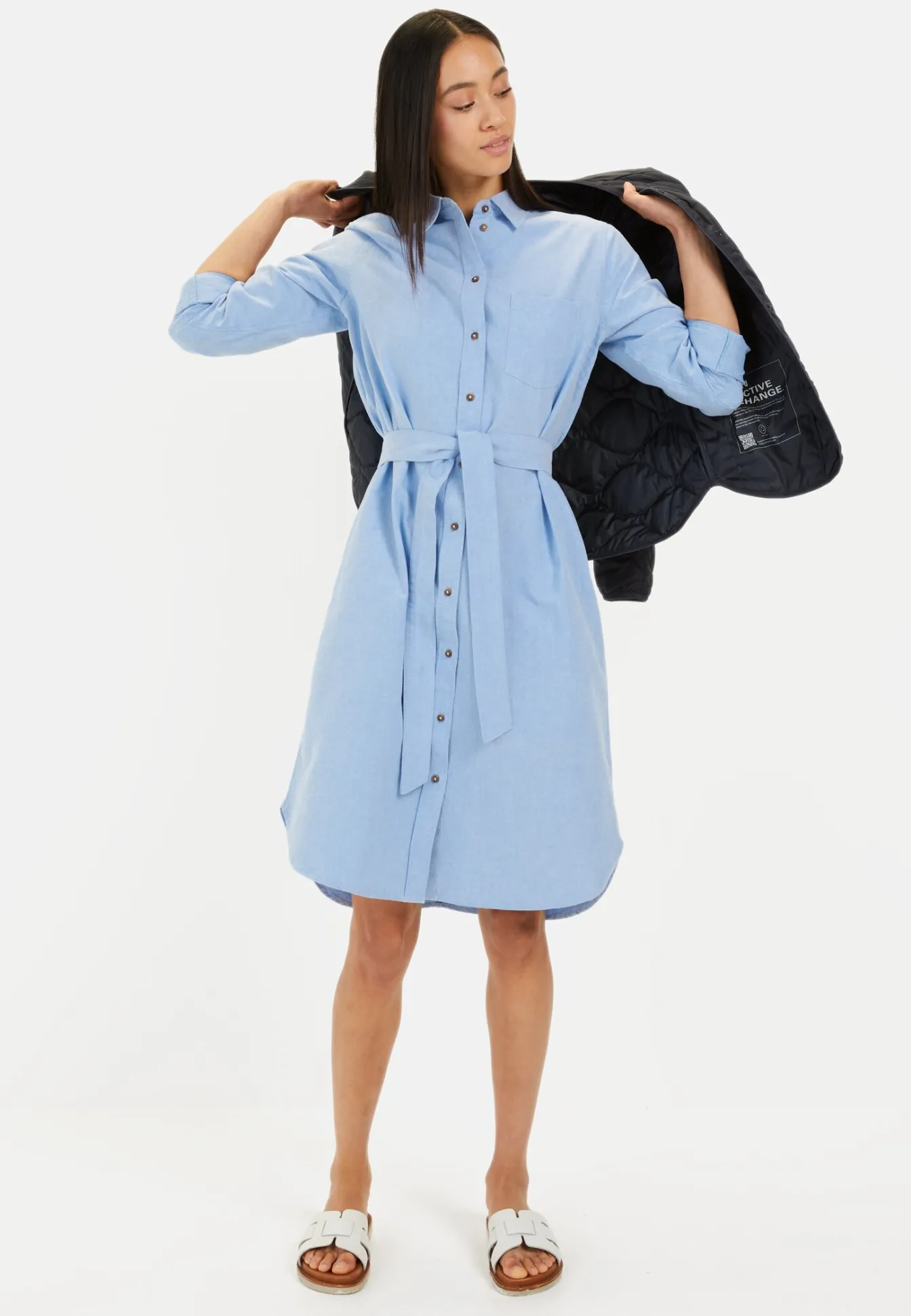 Damen Camel Active Kleider^Hemdblusenkleid mit Stoffbindegürtel