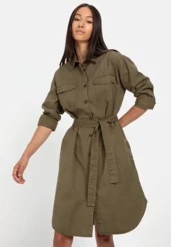 Damen Camel Active Kleider|Blusen^Hemdblusenkleid mit Stoffbindegürtel