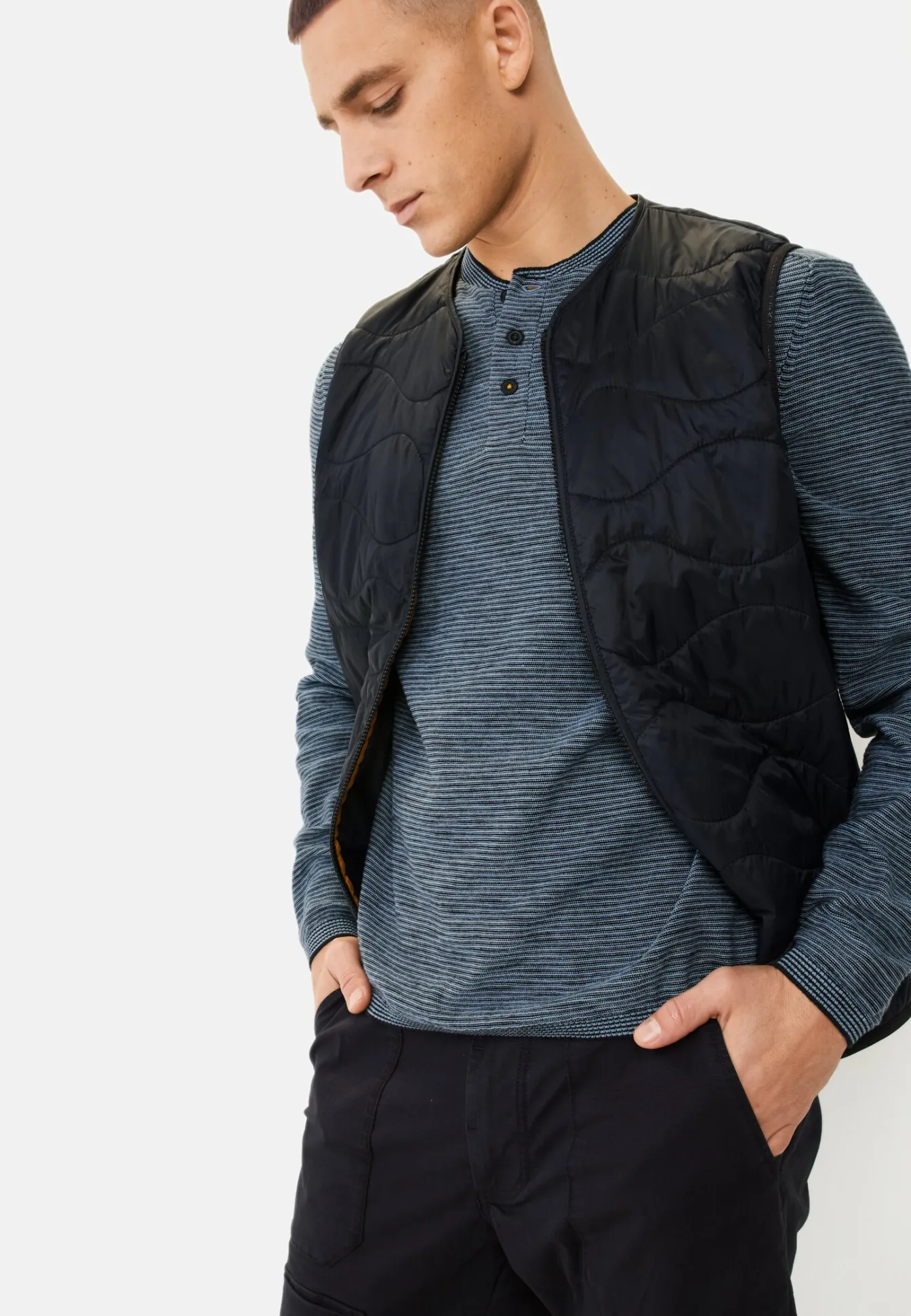Herren Camel Active T-Shirts & Polos|Pullover & Cardigan^Henley Langarmshirt aus einem Baumwollmix