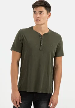 Herren Camel Active T-Shirts & Polos^Henley Shirt mit kurzem Arm aus reiner Baumwolle