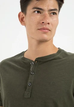 Herren Camel Active T-Shirts & Polos^Henley Shirt mit kurzem Arm aus reiner Baumwolle