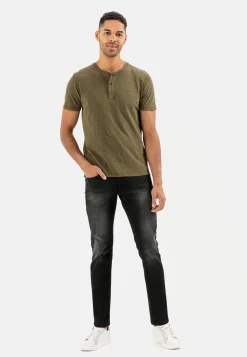 Herren Camel Active T-Shirts & Polos^Henley Shirt mit kurzem Arm aus reiner Baumwolle