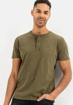 Herren Camel Active T-Shirts & Polos^Henley Shirt mit kurzem Arm aus reiner Baumwolle