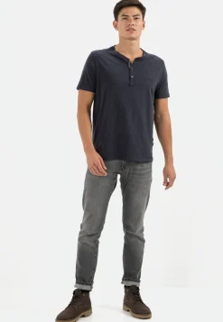 Herren Camel Active T-Shirts & Polos^Henley Shirt mit kurzem Arm aus reiner Baumwolle
