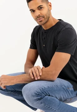 Herren Camel Active T-Shirts & Polos^Henley Shirt mit kurzem Arm aus reiner Baumwolle