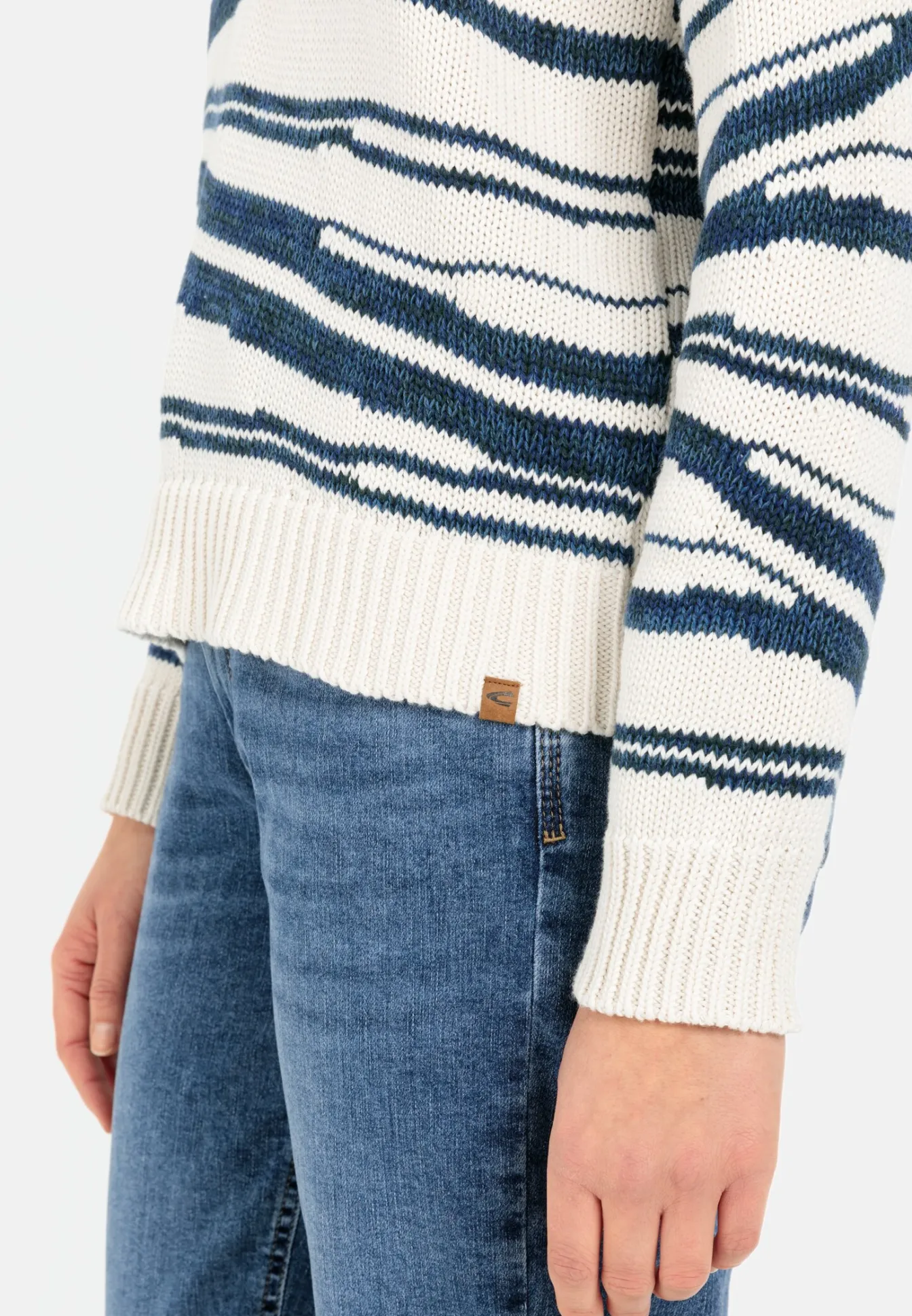 Damen Camel Active Pullover & Cardigans^Intarsien Strickpullover aus reiner Baumwolle