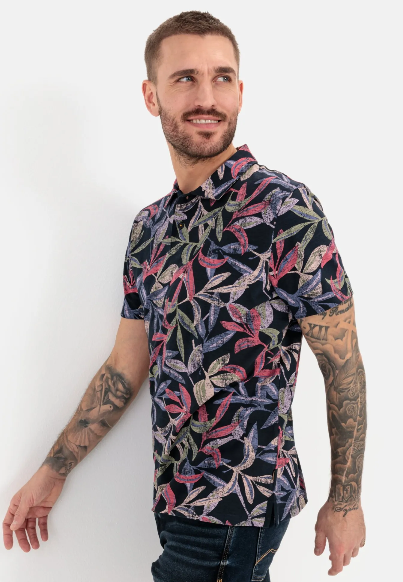 Herren Camel Active T-Shirts & Polos^Jersey Poloshirt mit Allover-Print