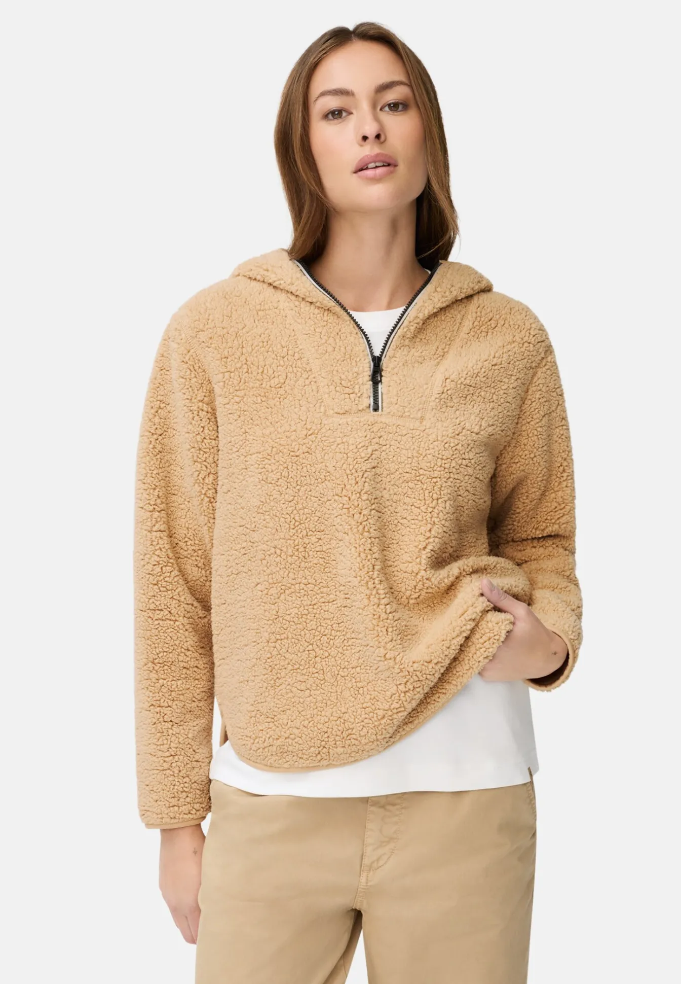 Damen Camel Active Pullover & Cardigans^Kapuzenpullover aus Teddyfleece