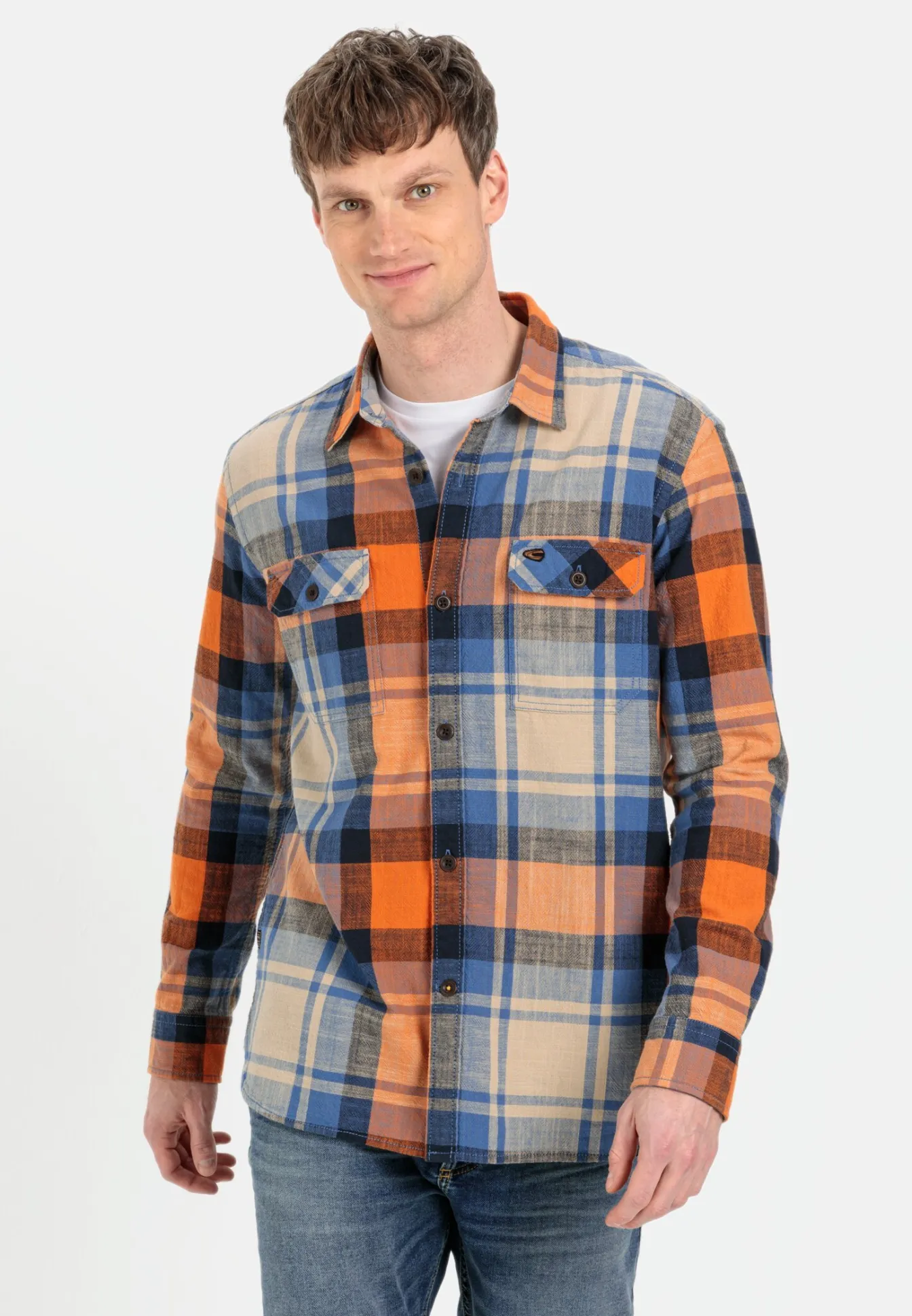Herren Camel Active Hemden^Kariertes Hemd aus reiner Baumwolle