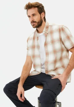 Herren Camel Active Hemden^Kariertes Kurzarmhemd aus reiner Baumwolle