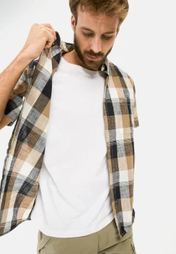 Herren Camel Active Hemden^Kariertes Kurzarmhemd aus reiner Baumwolle