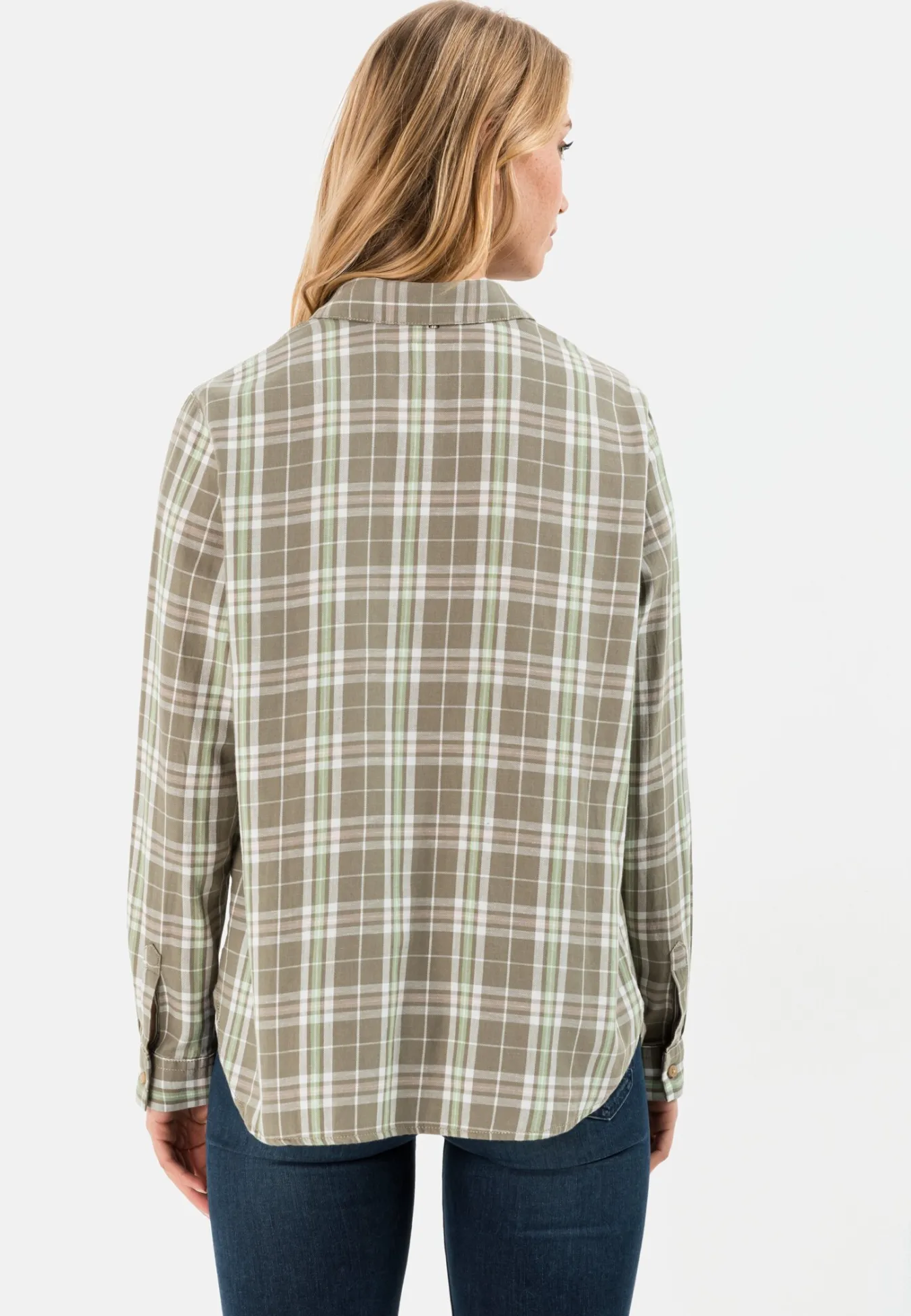 Damen Camel Active Blusen^Karobluse im Baumwoll-Leinen-Mix