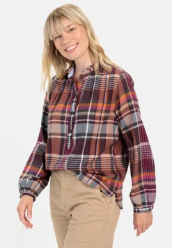 Damen Camel Active Blusen^Karobluse mit Stehkragen