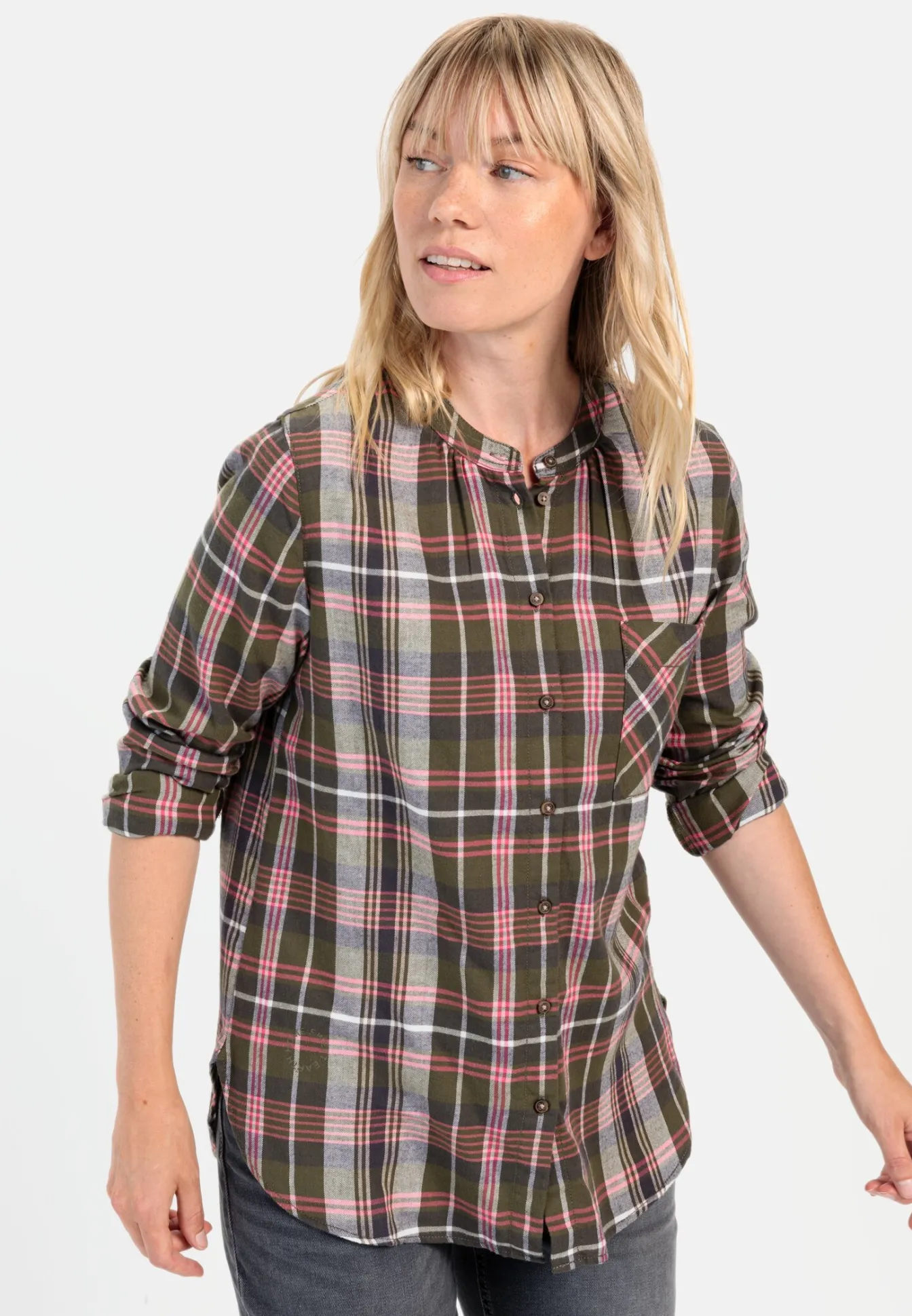 Damen Camel Active Blusen^Karobluse mit Stehkragen