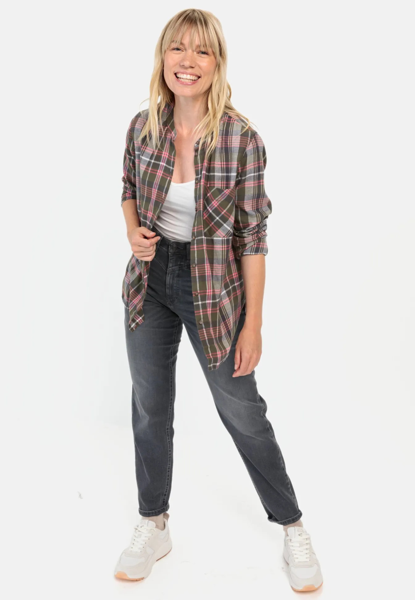 Damen Camel Active Blusen^Karobluse mit Stehkragen
