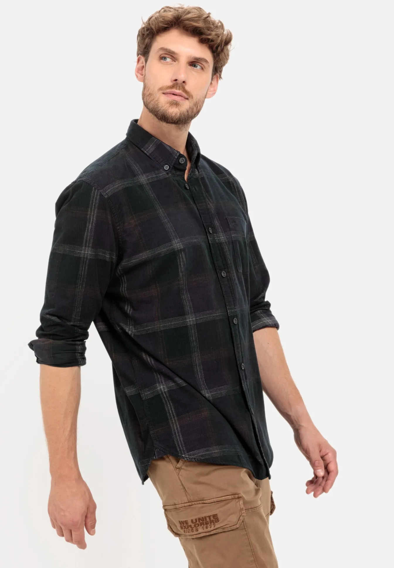 Herren Camel Active Hemden^Karohemd aus gebrochenem Baumwollcord