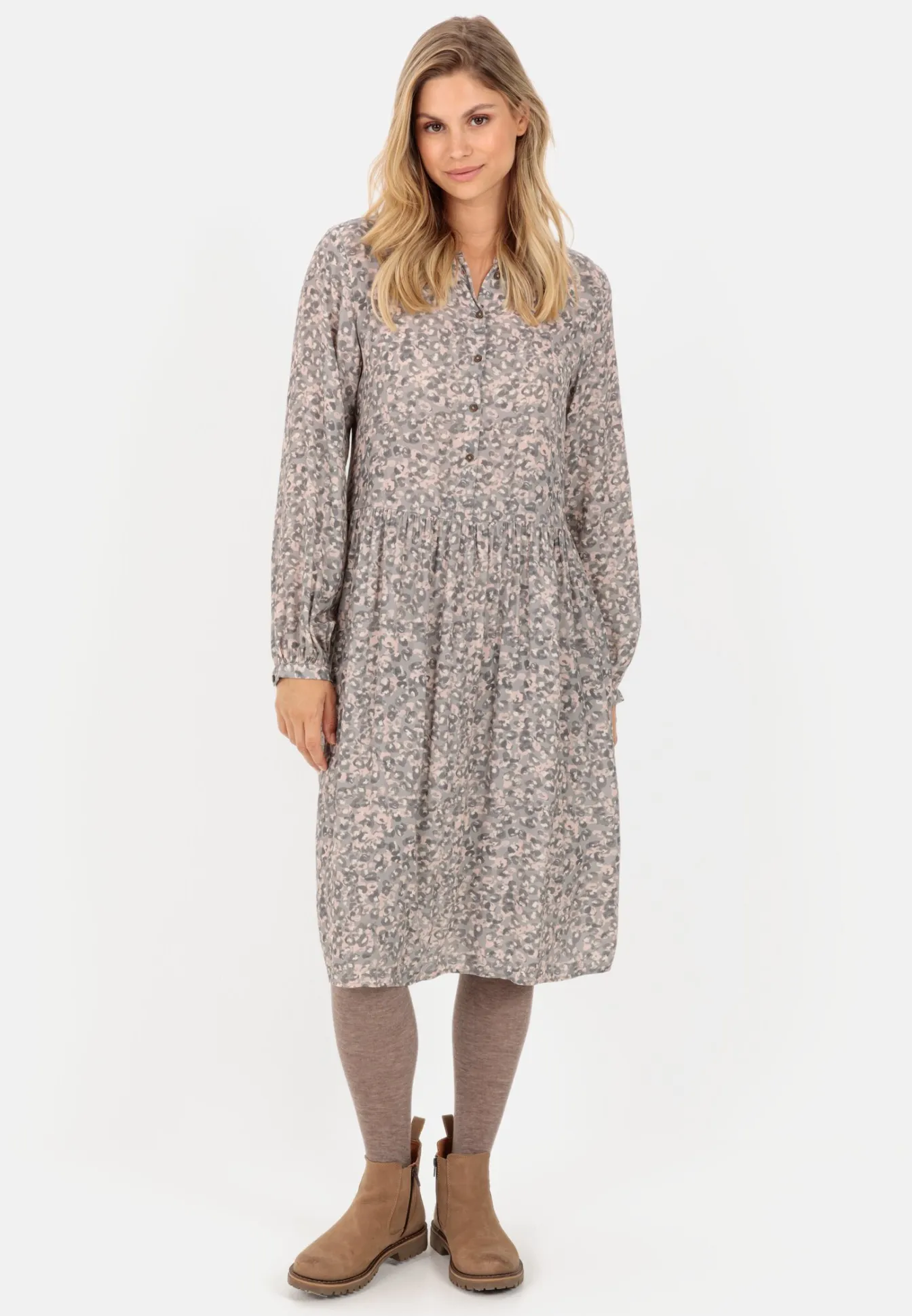 Damen Camel Active Kleider^Kleid mit Allover-Print