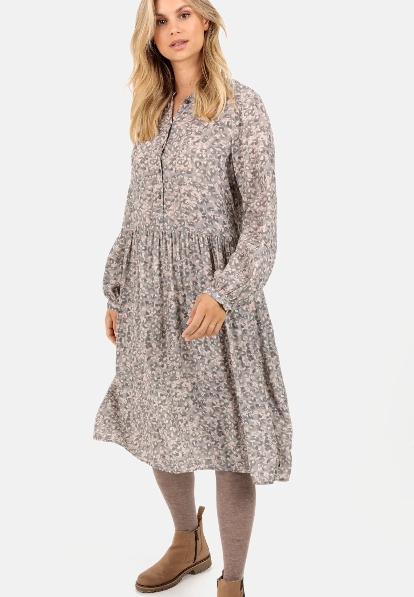 Damen Camel Active Kleider^Kleid mit Allover-Print