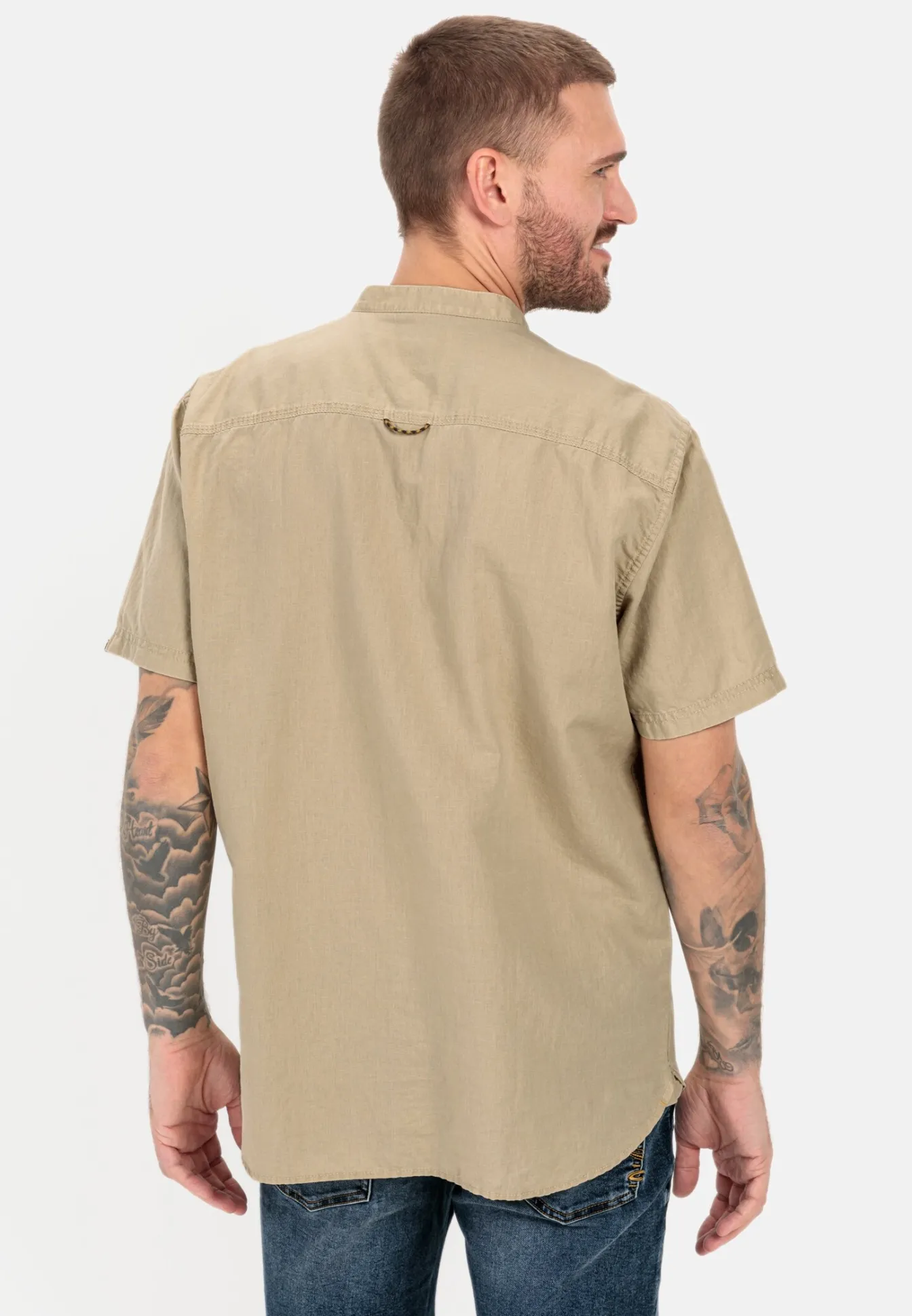 Herren Camel Active Hemden^Kurzarm Hemd aus einem Leinen-Baumwollmix