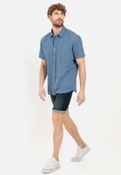 Herren Camel Active Hemden^Kurzarm Hemd aus einem Leinen-Baumwoll-Mix