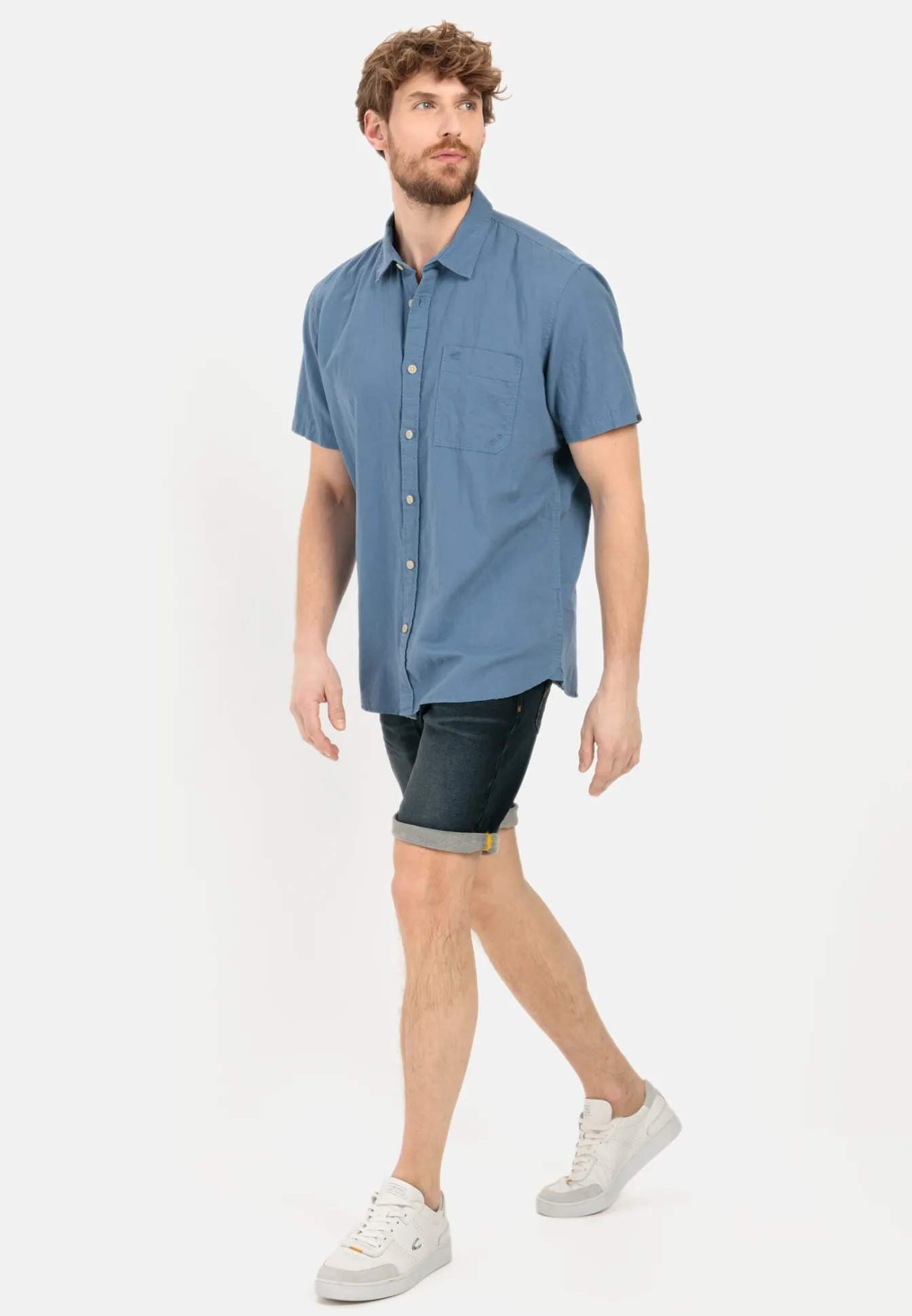 Herren Camel Active Hemden^Kurzarm Hemd aus einem Leinen-Baumwoll-Mix