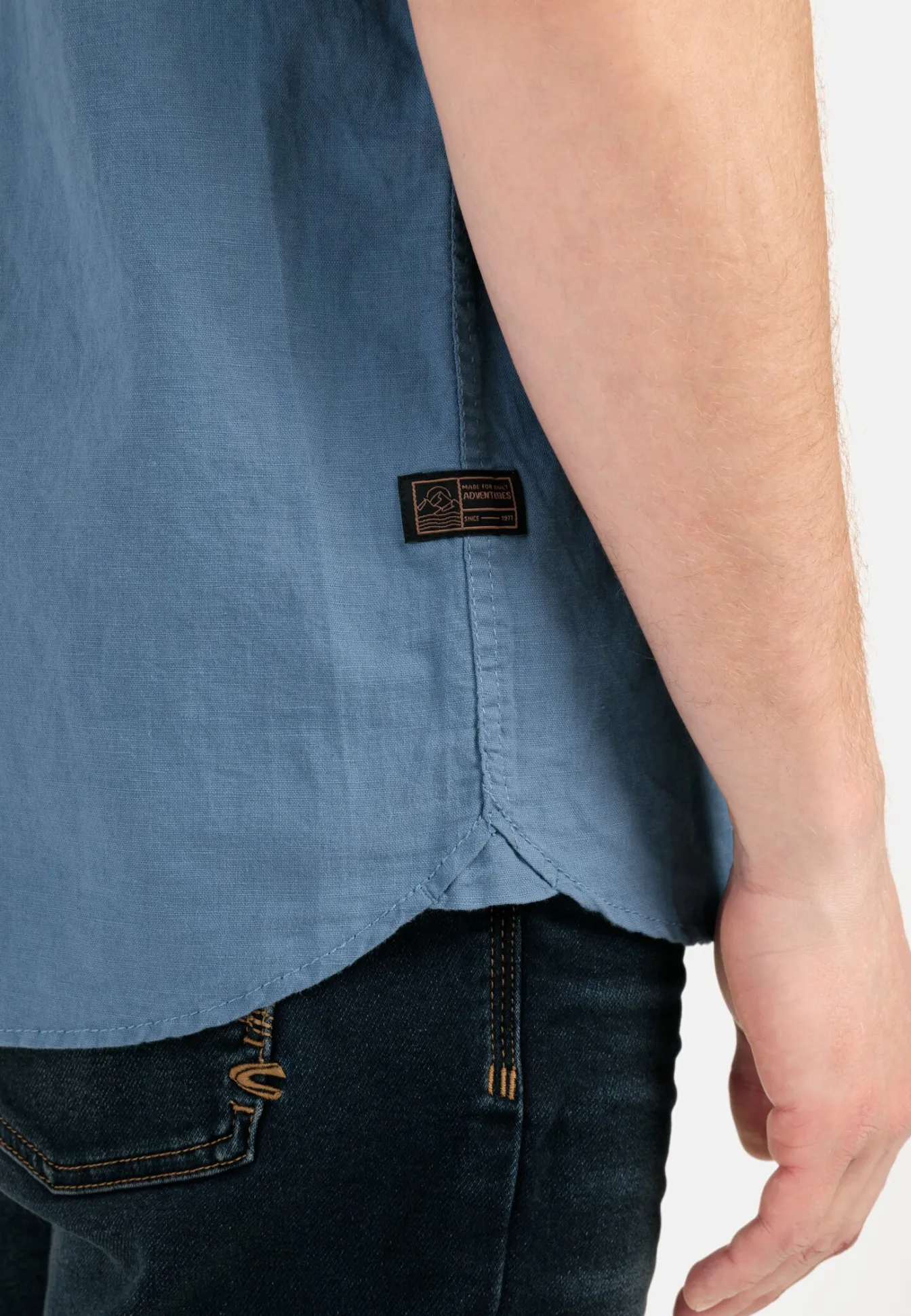 Herren Camel Active Hemden^Kurzarm Hemd aus einem Leinen-Baumwoll-Mix